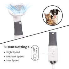 2 in 1 Dog Hair Dryer, Dog Brush for Shedding, Dog Grooming Kit with Slicker Brush, Cat Brush with Adjustable Temperature