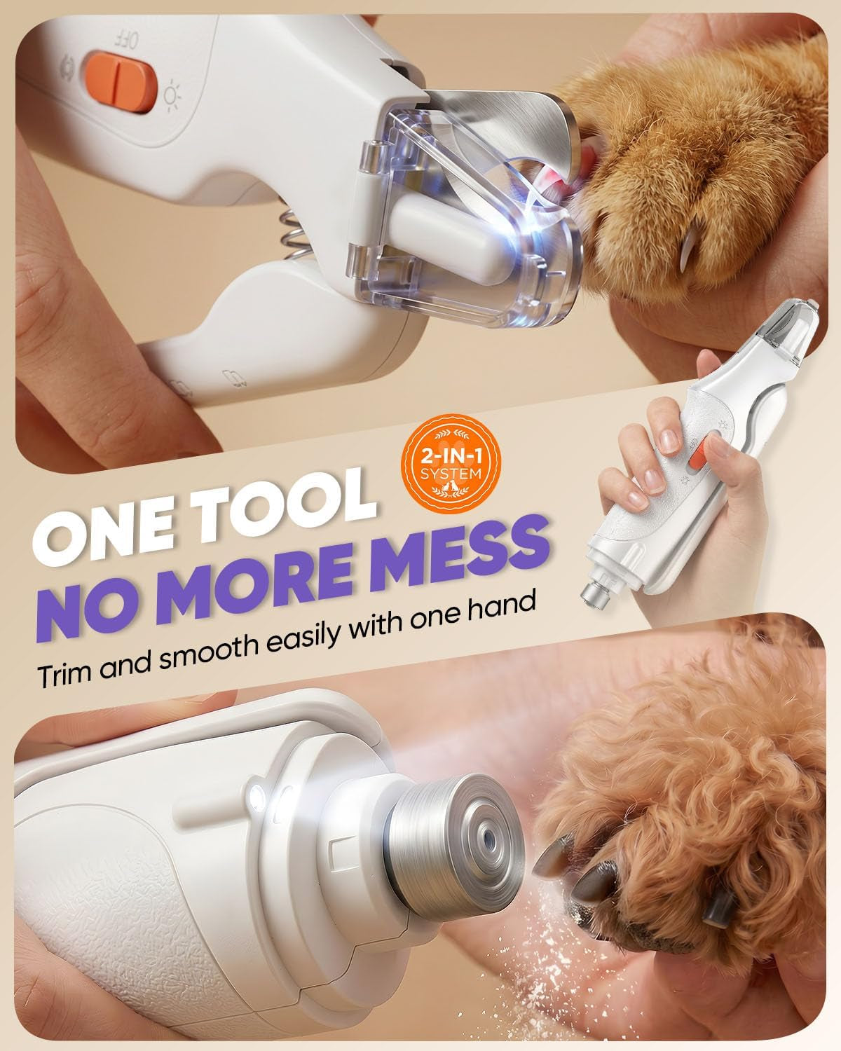 CATPICK 2-in-1 Pet Nail Clipper & Grinder with LED Lights