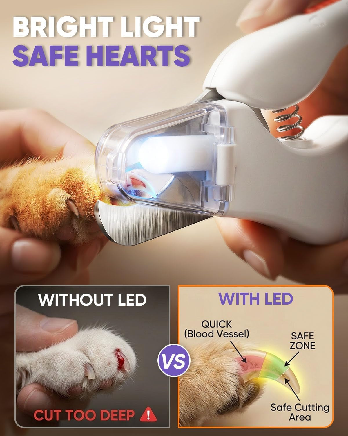 CATPICK 2-in-1 Pet Nail Clipper & Grinder with LED Lights