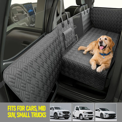 Dog Car Seat Cover with Hard Bottom, Holds up to 400Lbs | Patented Waterproof Dog Hammock Back Seat Extender for Cars, Suvs & Full-Size Trucks (Small & Large Sizes)
