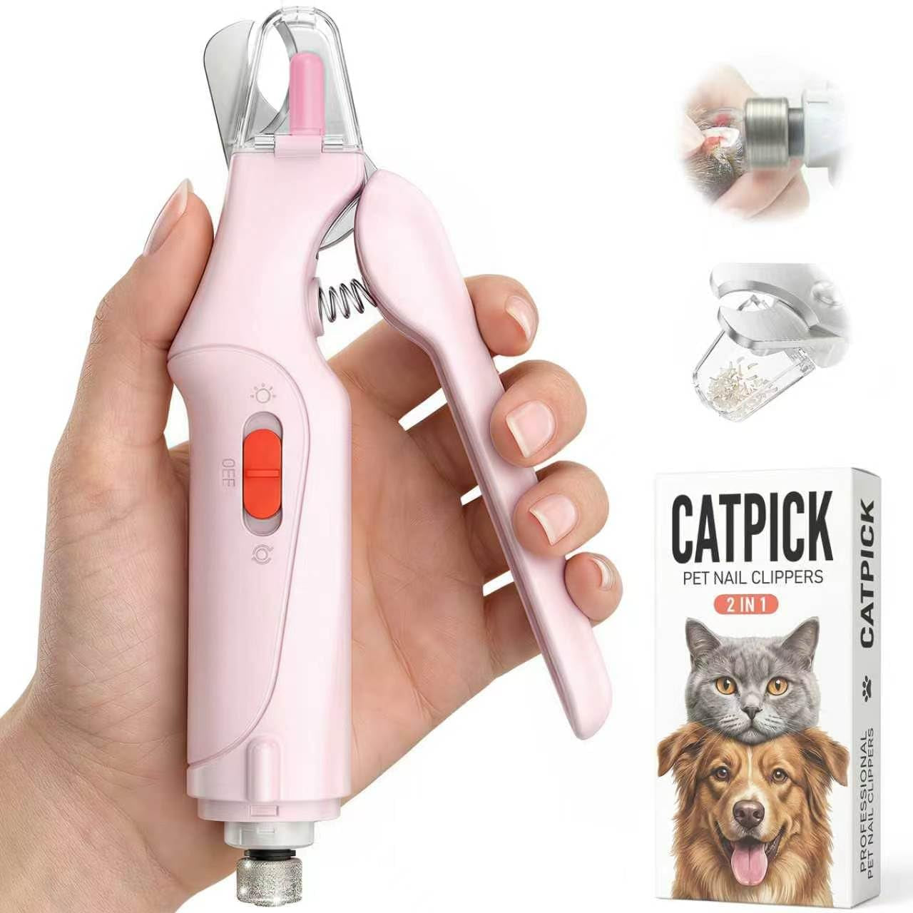 CATPICK 2-in-1 Pet Nail Clipper & Grinder with LED Lights
