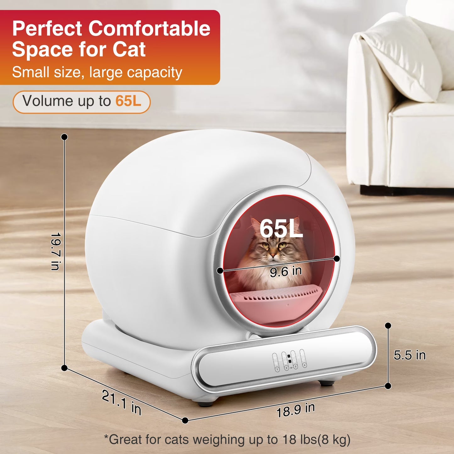 Smart Self-Cleaning Cat Litter Box | 65L + 9L