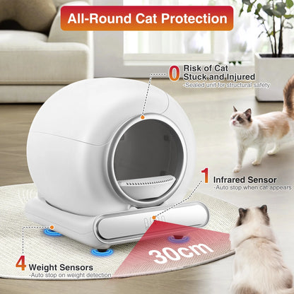 Smart Self-Cleaning Cat Litter Box | 65L + 9L