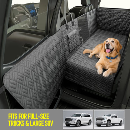 Dog Car Seat Cover with Hard Bottom, Holds up to 400Lbs | Patented Waterproof Dog Hammock Back Seat Extender for Cars, Suvs & Full-Size Trucks (Small & Large Sizes)
