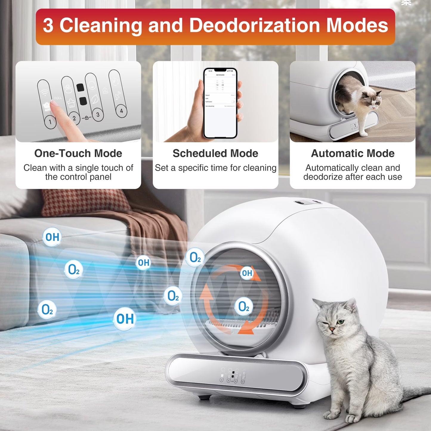 Smart Self-Cleaning Cat Litter Box | 65L + 9L