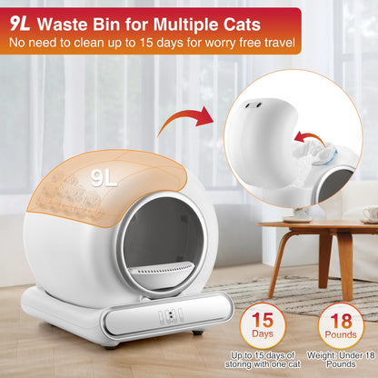 Smart Self-Cleaning Cat Litter Box | 65L + 9L