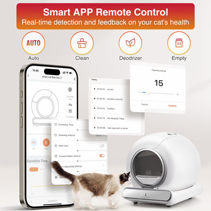 Smart Self-Cleaning Cat Litter Box | 65L + 9L