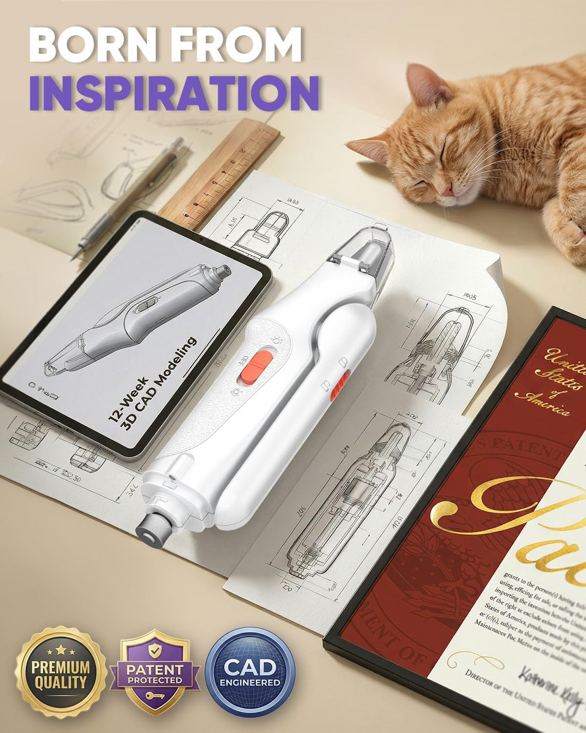 CATPICK 2-in-1 Pet Nail Clipper & Grinder with LED Lights