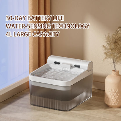 Wireless Pet Water Fountain - 4L Battery-Operated Cat and Dog Dispenser with Motion Sensor and Ultra Quiet Operation