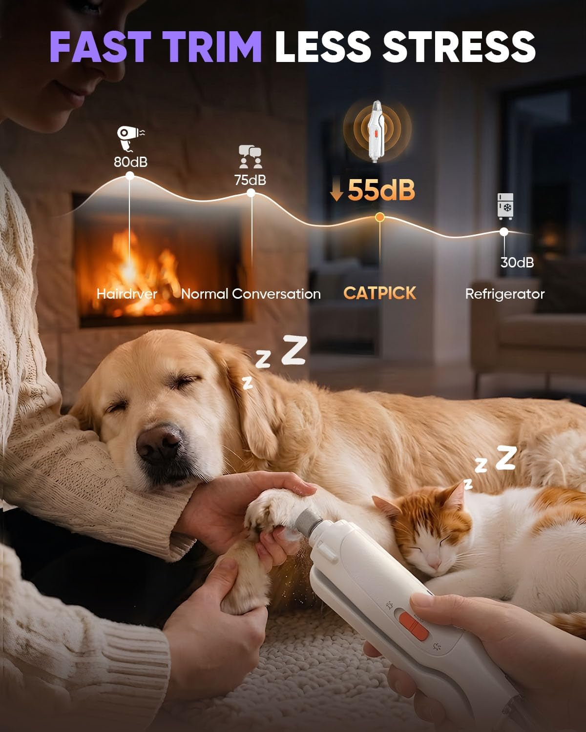CATPICK 2-in-1 Pet Nail Clipper & Grinder with LED Lights