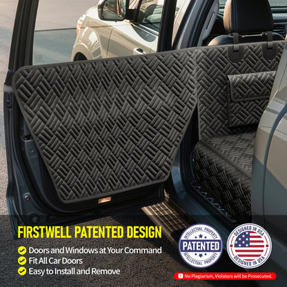 Dog Car Seat Cover with Hard Bottom, Holds up to 400Lbs | Patented Waterproof Dog Hammock Back Seat Extender for Cars, Suvs & Full-Size Trucks (Small & Large Sizes)