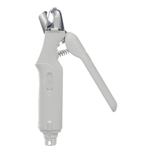 White CATPICK tool showing its transparent guard and USB charging connection