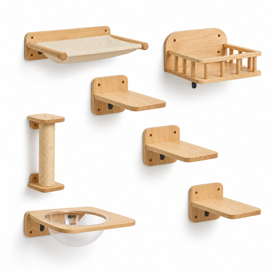 Arelio WallClimb modular cat wall furniture on a pure white background