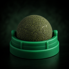 Arelio Catnip Orb in a green wall-mounted holder