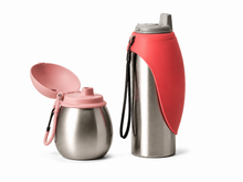 Arelio TrailSip Mini and TrailSip 24 stainless travel bottles on a pure white background